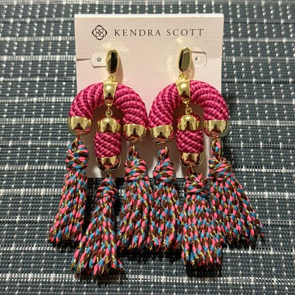 NEW | Kendra Scott | Masie Statement Tassel Drop Earrings in Pink (RET $150) - Picture 1 of 4